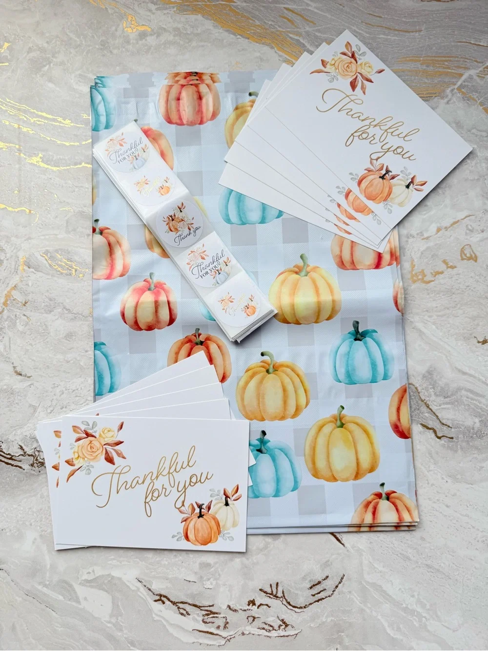 30 Pc Fall Reseller Bundle Poly Mailers Thank You Cards Stickers